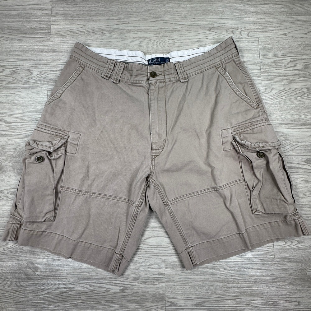 Polo Ralph Lauren Mens Cargo Shorts Tan 38 Classic Chino Cotton Utility